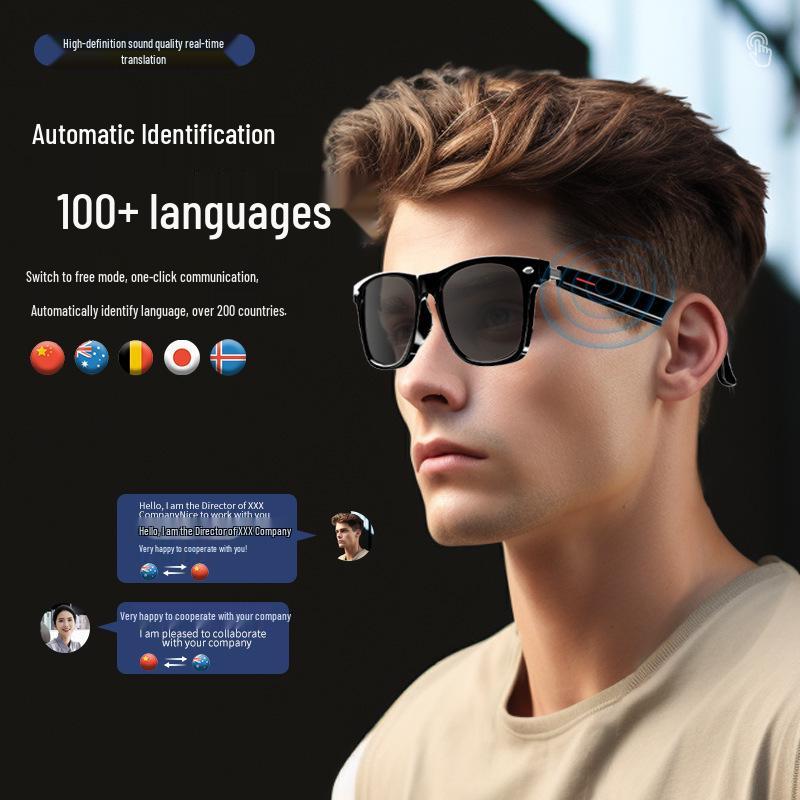 AI Bluetooth Очки: Перевод и прослушивание в реальном времени для 100+ языков