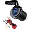 Aluminum Quick Charge Dual QC3.0 USB Car Charger Socket with Digital Voltmeter With Switch Button for Marine Motorcycle Truck