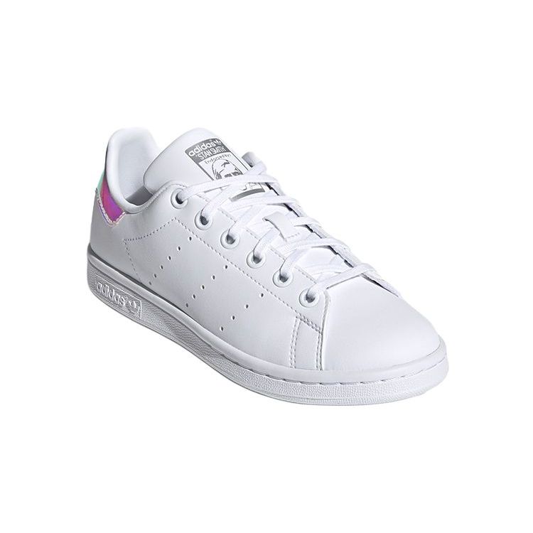 adidas Stan Smith J Белые переливающиеся детские кроссовки Cloud-White Silver-Metallic FX7521