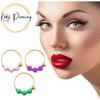 KODY PIERCING 9K Yellow Gold Opal Stones Hoop Nose Ring 3 Pieces In Box - Quality Piercing