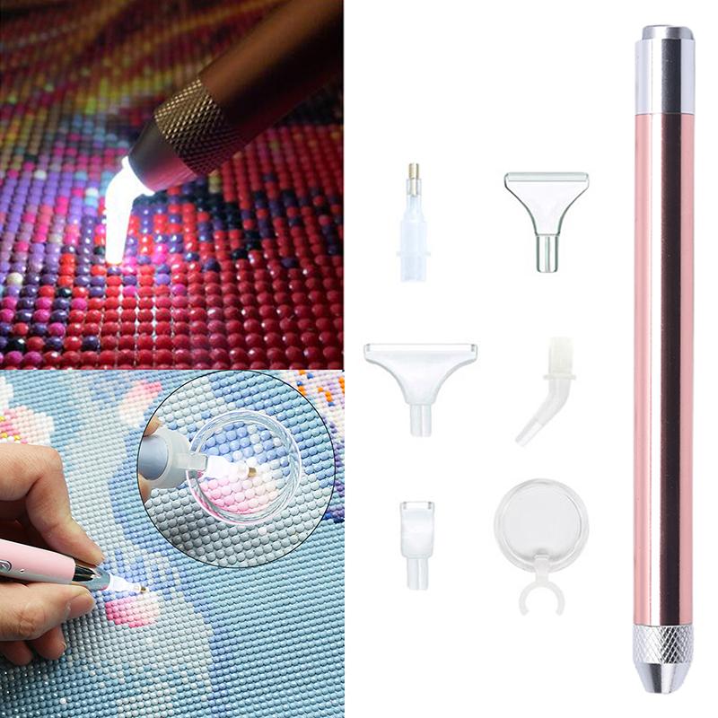 Diamond Painting Pen Lighting Point Drill Pen With Magnifying Glass Craft Tool
