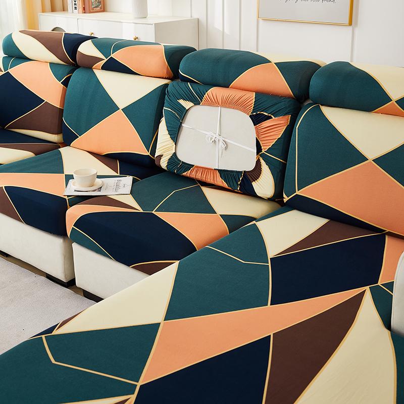 Геометрический чехол на подушку сиденья дивана, защита для мебели, высокоэластичный чехол для дивана для домашних животных, детей, эластичный, моющийся, съемный накидной чехол