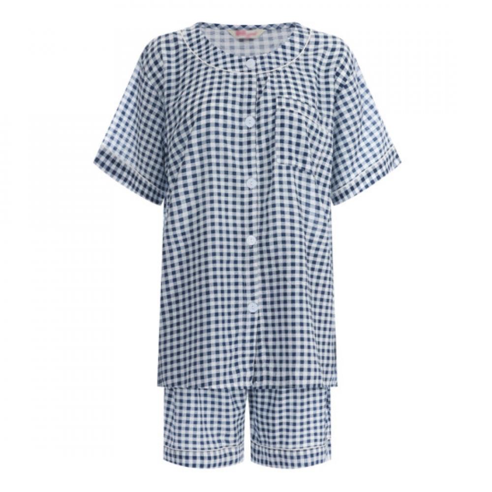 Shop Women Check Big Size Easy Wear homeWear Pajama Set Check Navy Hw wSet 119