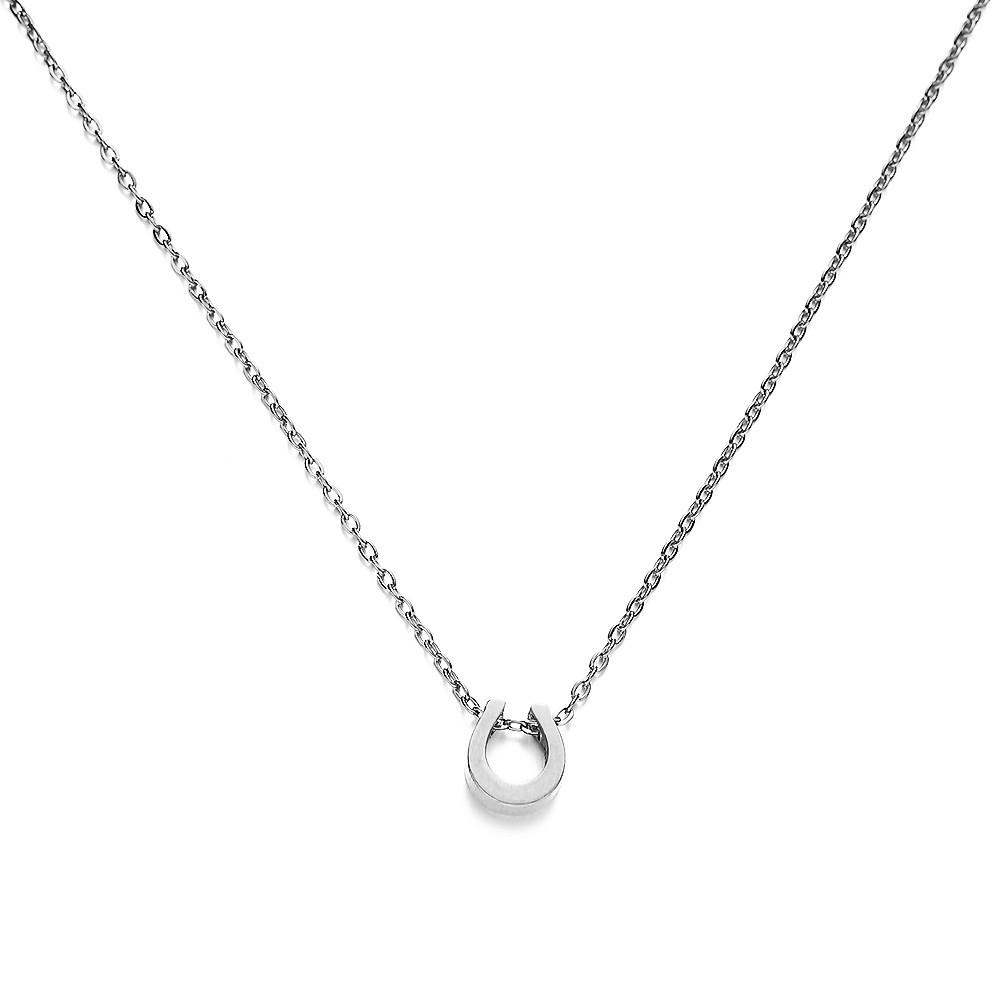 Korean Style Stainless Steel U-Shaped Pendant Necklace with Lobster Clasp Adjustable Chain - Christmas Gift