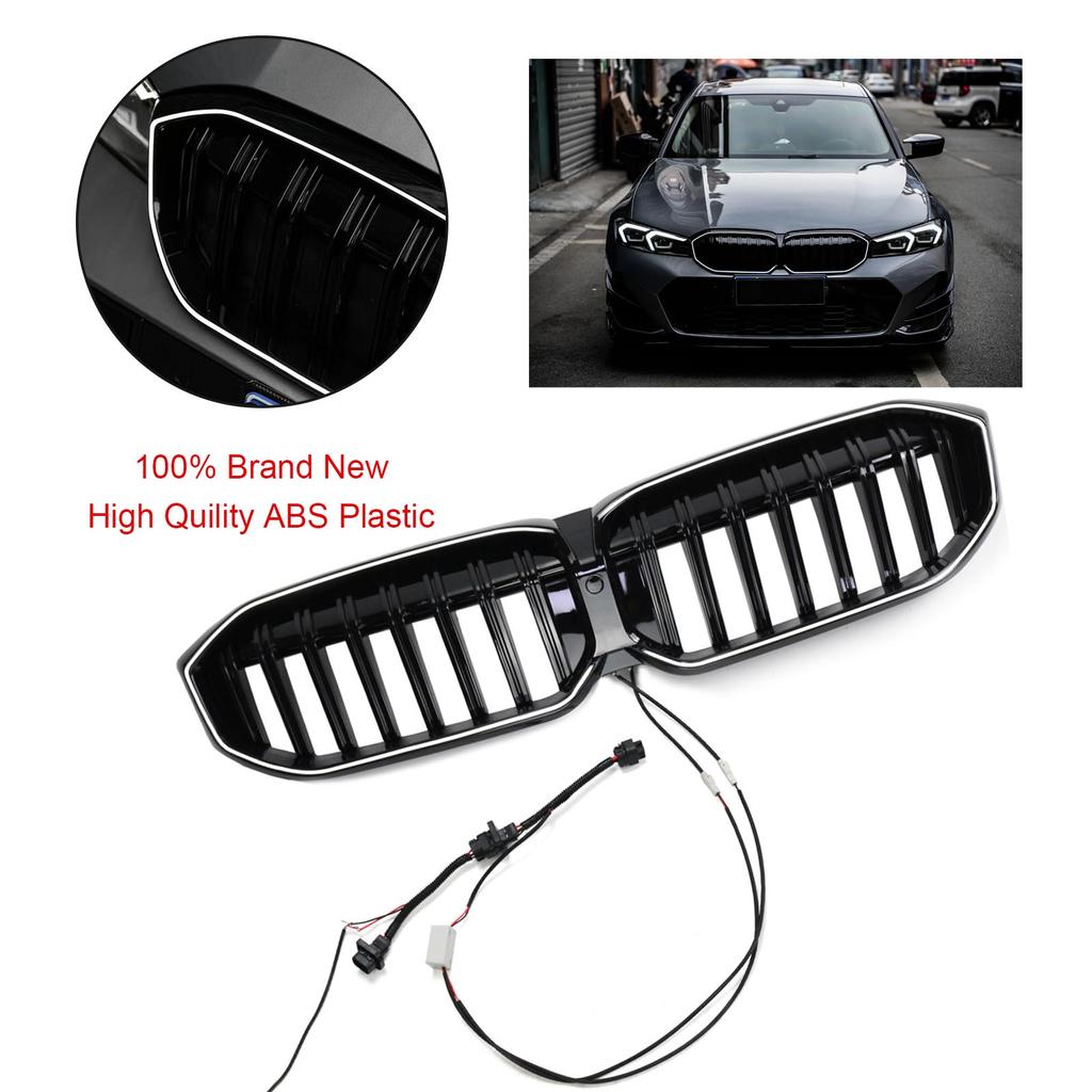 Gloss Black Front Kidney Grille Mesh Fit BMW 3 Series G20 G28 2023-2024