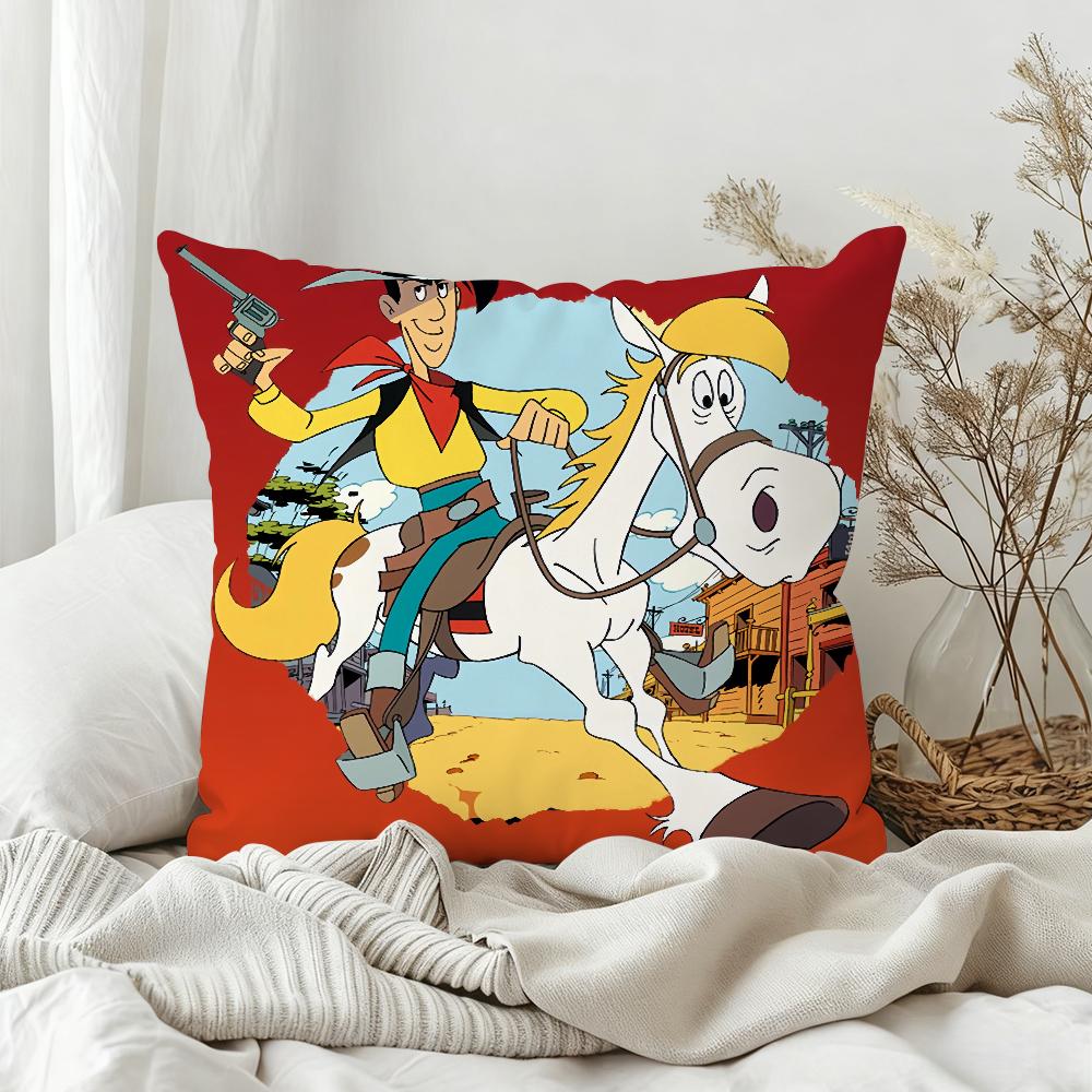 Classic Funny Comic LuckyLuke Pillow Case Bedroom Sofa Living Room Backrest Decoration Square Cushion Nap Time