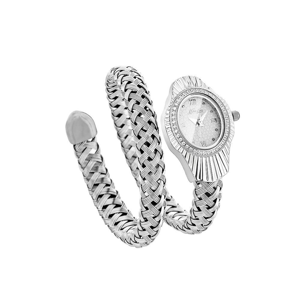MISSFOX Luxury Women Diamond Quartz Watches Fashion Ladies Stainless Steel Snake Shaped Wristwatch Women's Clock Relógio Feminino