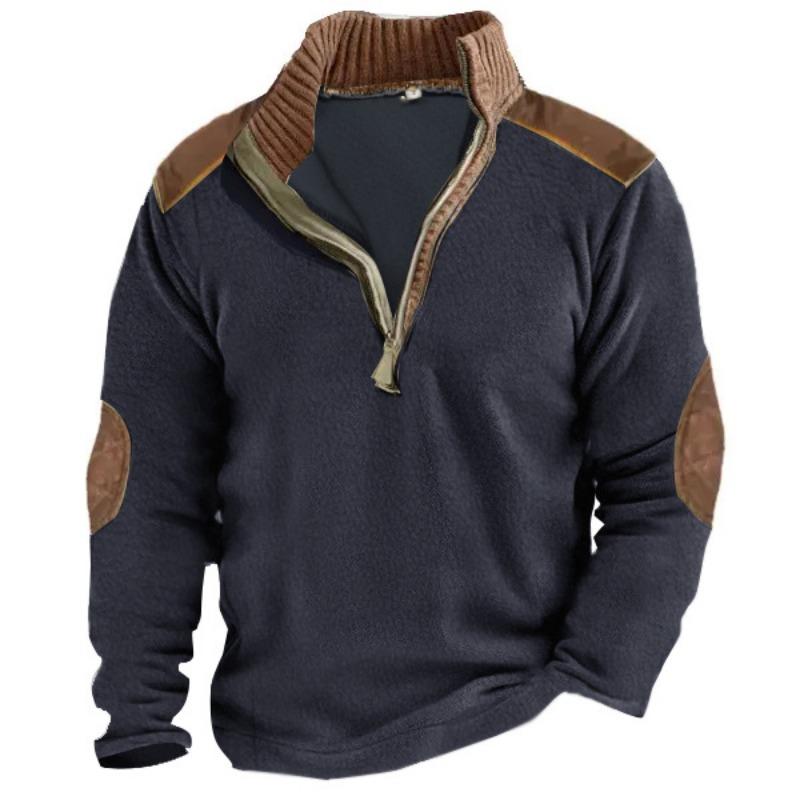 Men's Zip Polar Fleece Sweatshirt Outdoor Stand Collar Thick Tactical Sweatshirt