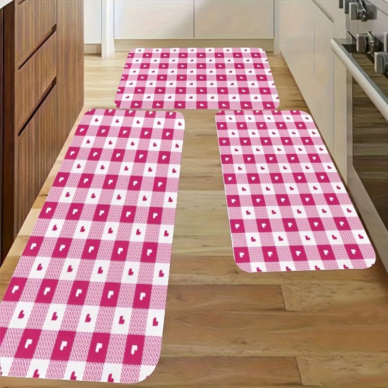 1PC Sweetheart Check Kitchen Rug Non-Slip Door Mat Pop design Bathroom Rug Bath Mat Carpet for Home Sink Laundry ecoreeree