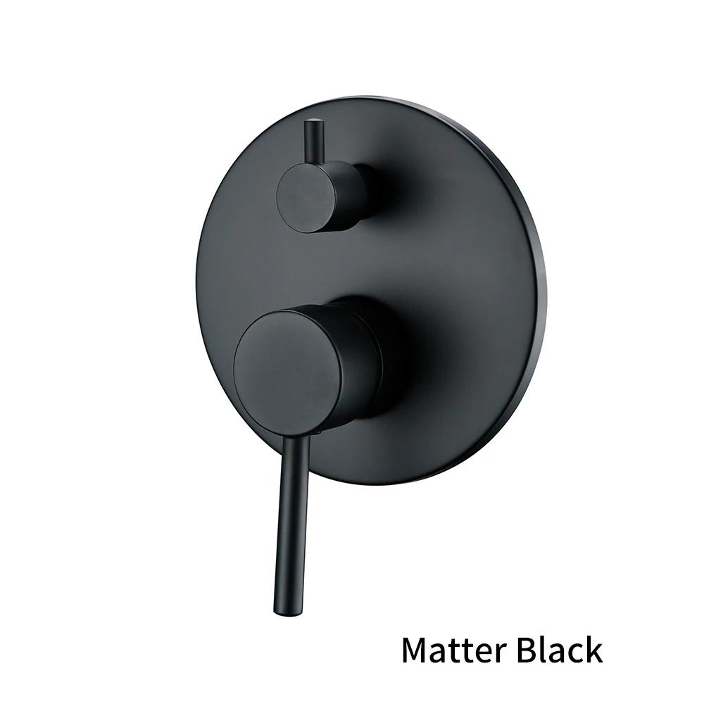 Black Gold chrome Round Solid Brass Concealed 2 Way Diverter Shower Valve Mixer Water Tap Bathroom Accessories Water Faucets