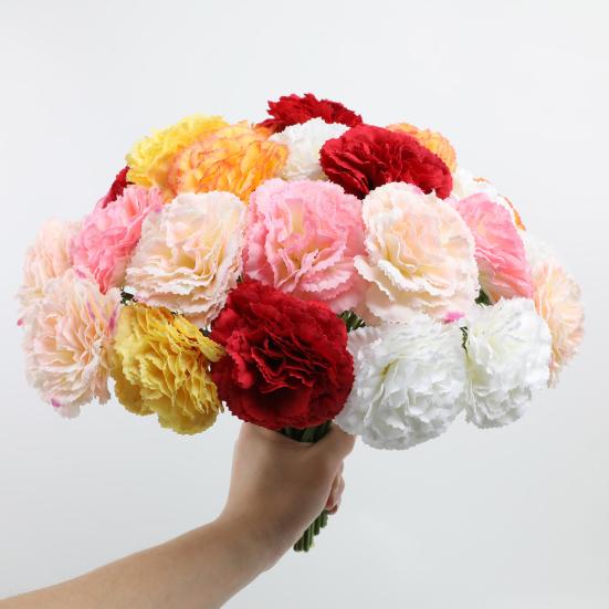 5 Pcs Artificial Faux Silk Carnation Picks 11.4" Fake Carnation Flowers with Stem for Wedding Home Table Centerpieces Floral Arrangement Decor