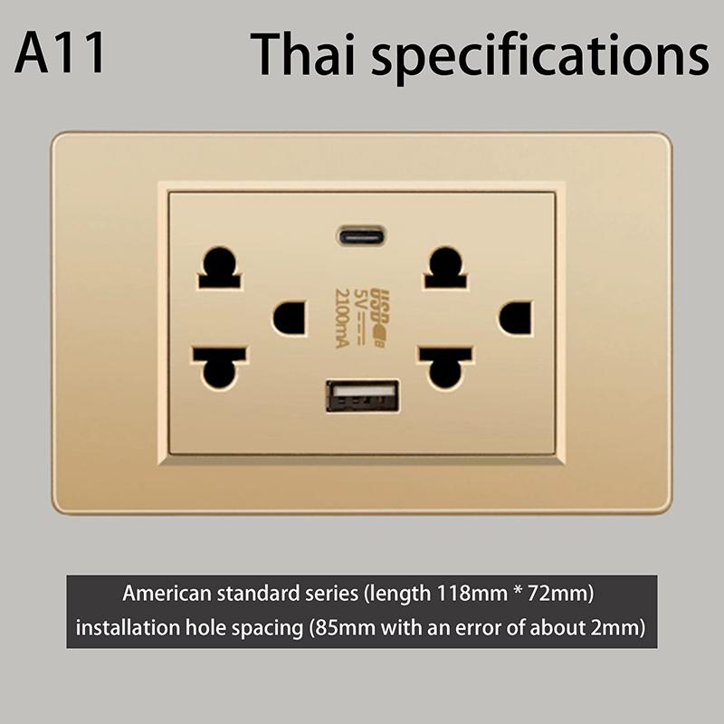 Новое 5 В 2,1 А USB Type-c Зарядное устройство Стандарт Таиланда 118 мм Бытовая Панель Тайский Универсальный Настенный Выключатель Серия Розеток