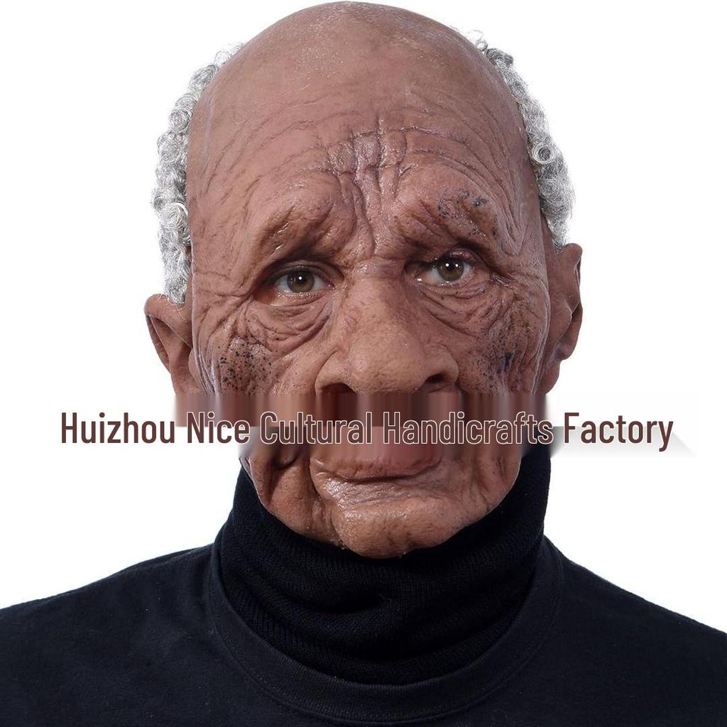 Crying Child Latex Mask with Wig - Handsome Guy Style Halloween Old Man and Young Person Face Mask