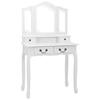 VidaXL Vanity Set with Stool White 80x69x141cm Paulownia