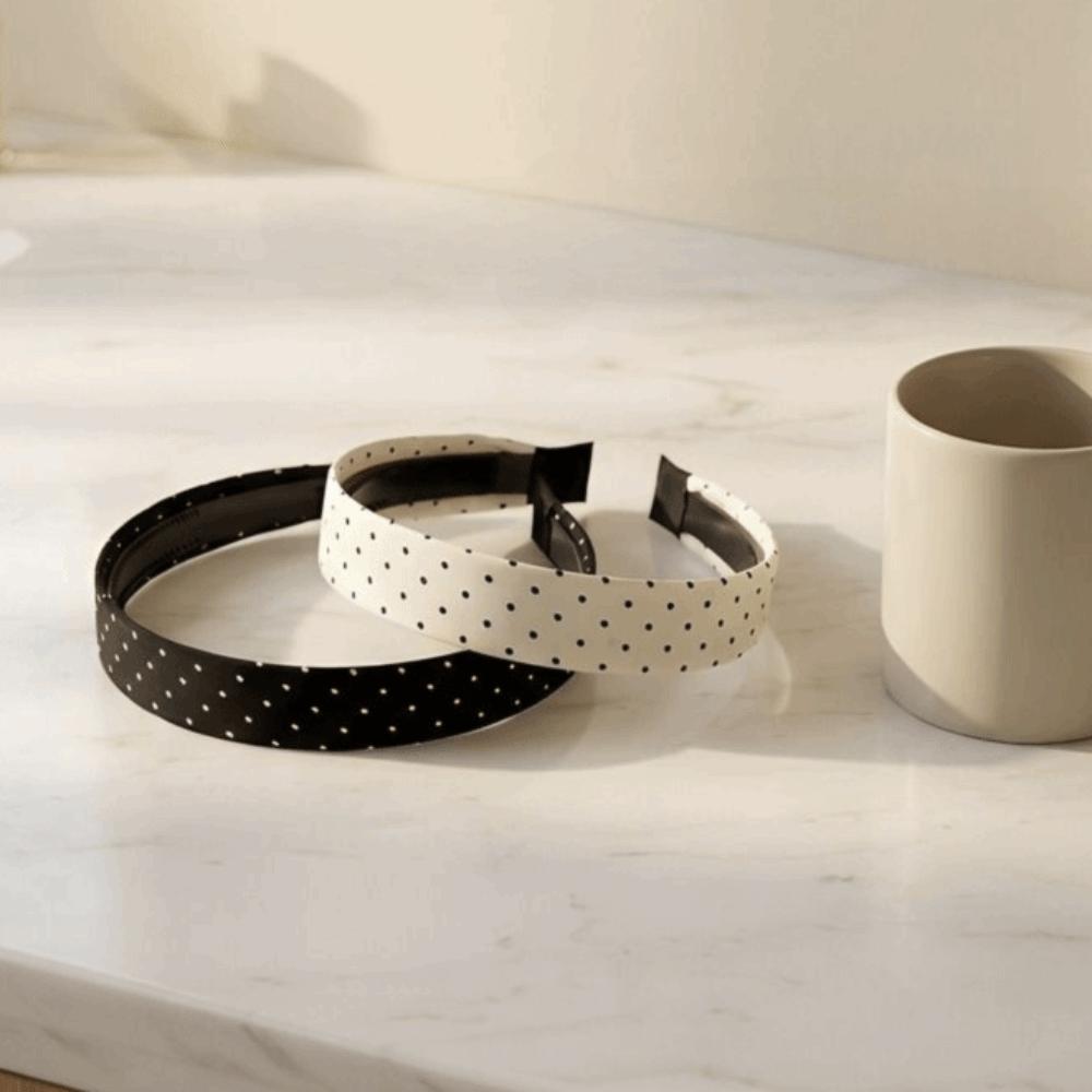 Non-Slip Korean Wide Headband Black White Color Temperament Hair Band Polka Dot Headband  Wash Face