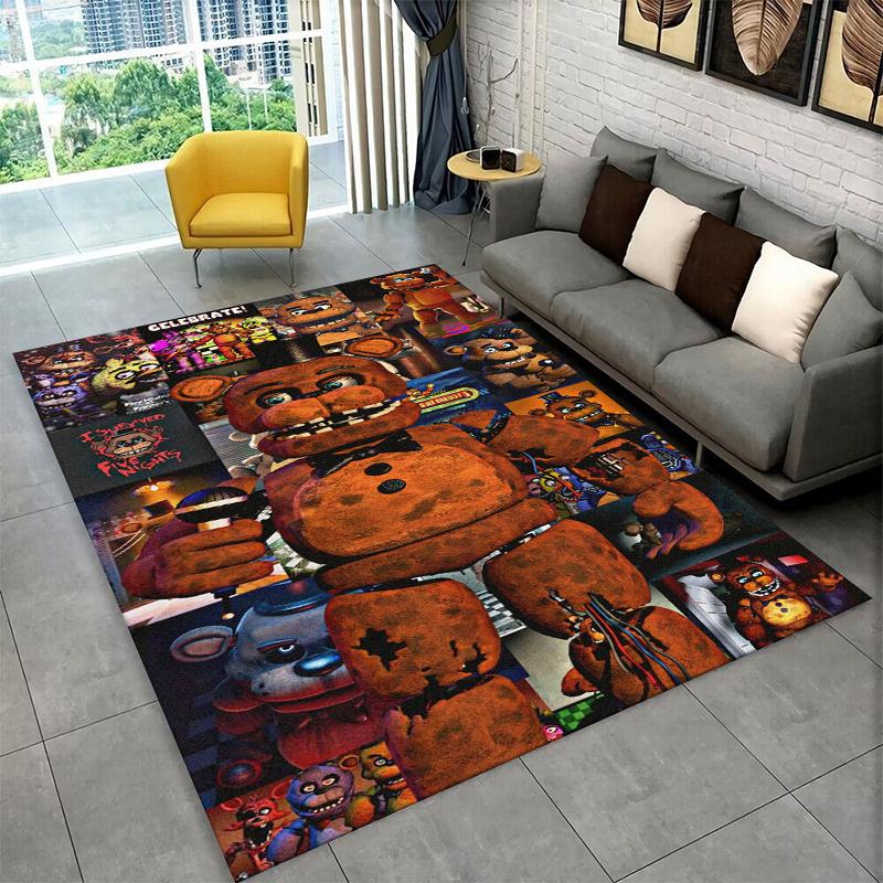 Классический ковер-коврик F-FNAF Хоррор Игра Фредди для игровой комнаты, спальни, гостиной, дивана, домашнего декора, детский коврик, нескользящий коврик для пола