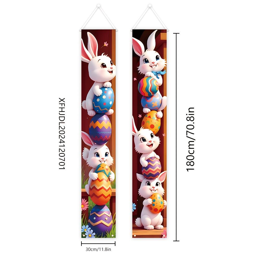 Easter Couplet Banner Bunny Egg 1 Pair Polyester 180x30cm Indoor Outdoor Decor