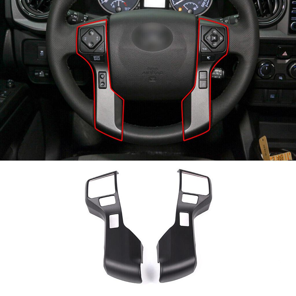 2PCS Matte Black Center Steering Wheel Decor Cover For 4runner 2010+ Accessories