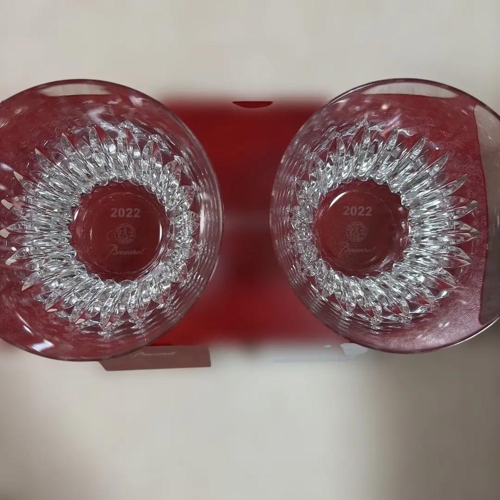 Baccarat Crysta Year Tumbler 2022 Crystal Rock Glass Set 2 Box pair
