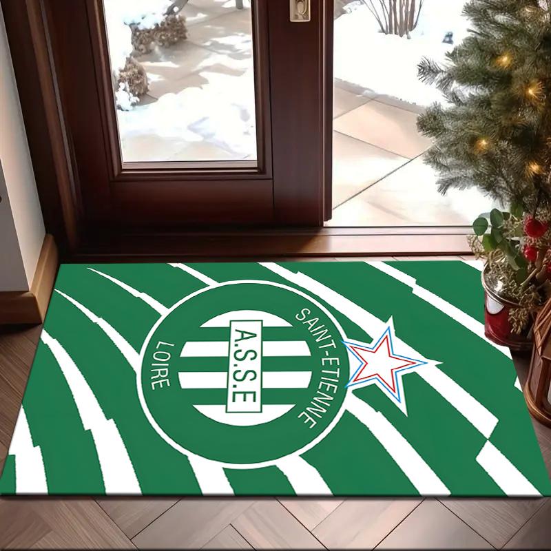 1PC Green Saint-Etienne Football Rug Game Carpet, Floor Mat for Bedroom Living Room Entryway Rug, Home Decor Idea Gift for Christmas birthday
