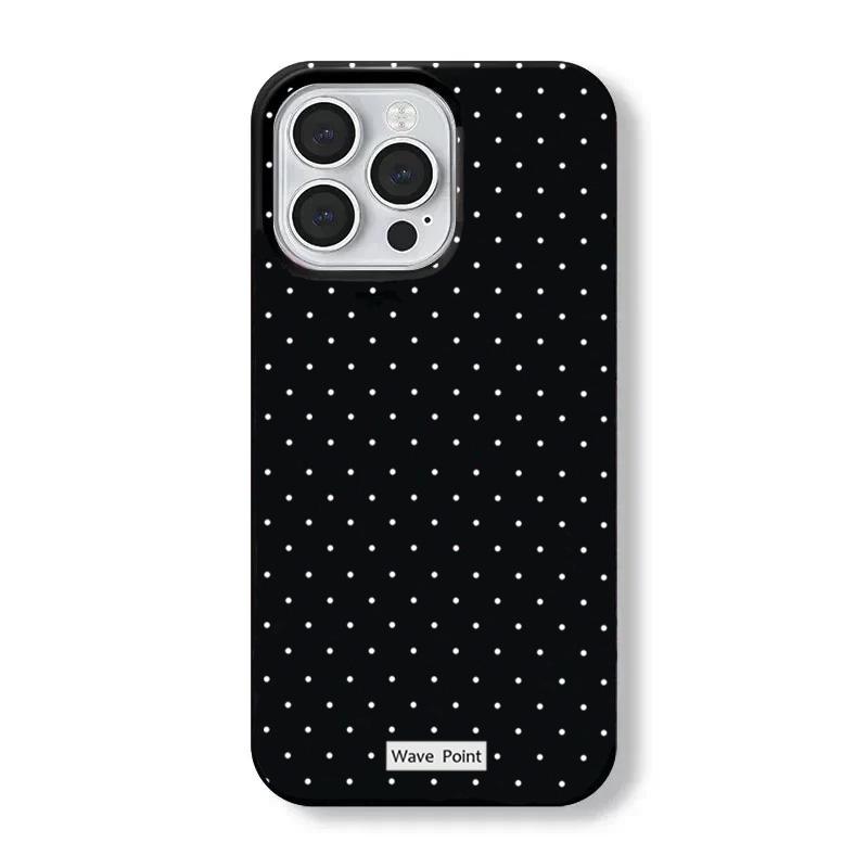 Минималистичный Черно-Белый Чехол для Телефона в Горошек для iPhone17 16 15 14 13 12 11 Pro Max Эстетичный Точечный Ударопрочный Чехол для ЖенщинДевушек