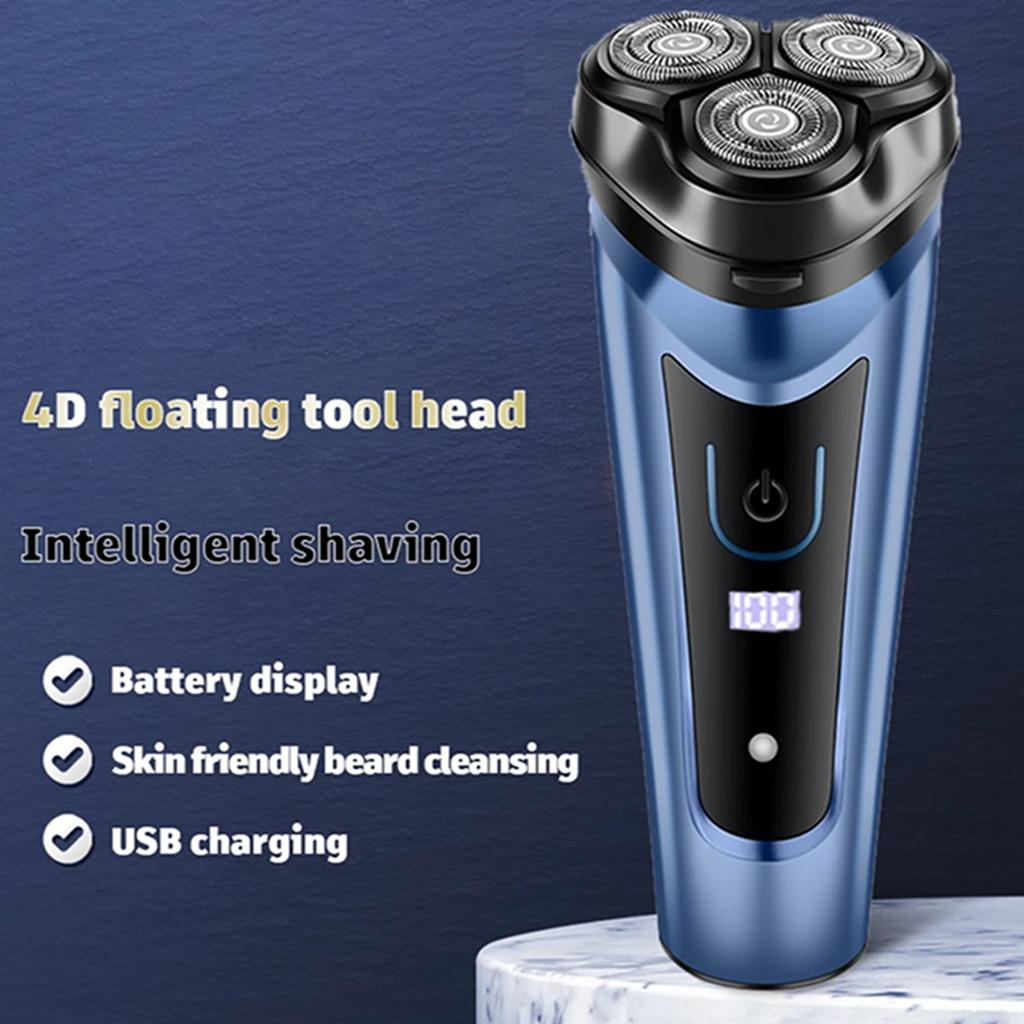 Electrical Rotary Shaver for Men 4D Floating Blade Washable USB Rechargeable Shaving Beard Machine