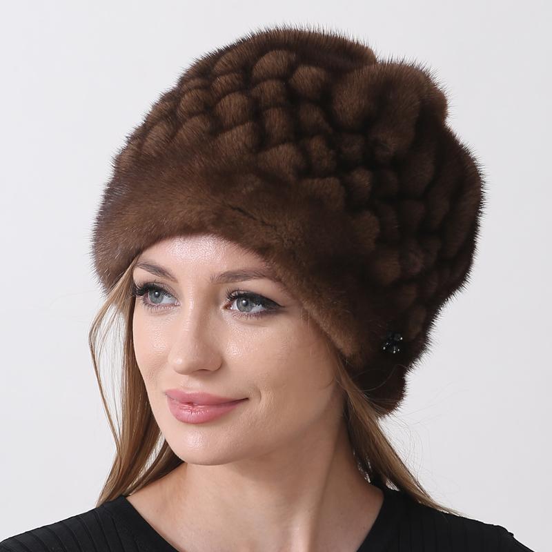 Женские шапки с ананасом из натурального меха норки, зимние теплые шапки с полным мехом, роскошные шапки из натурального меха, уличные снежные шапки