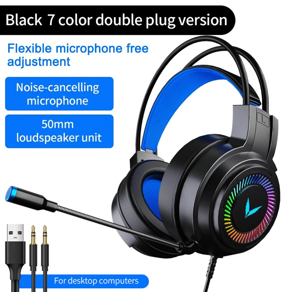 USB Gaming Headset 3.5mm Wired Headphones 7.1 Channel Stereo Surround Bass Earphone Helmet with Microphone for PC Laptop Gamer
