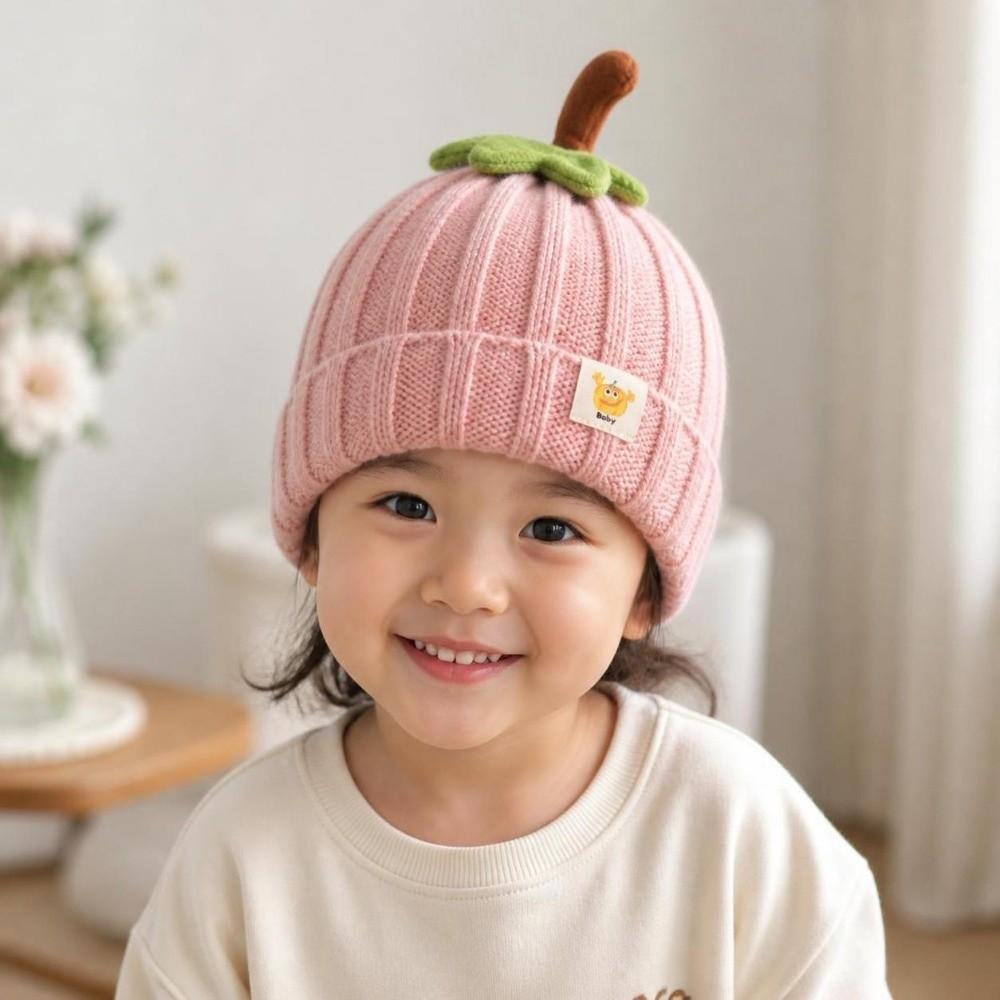 Cartoon Design Pumpkin Toddler Beanie Cuffed Style Infant Cap New Baby Knitted Hat Unisex