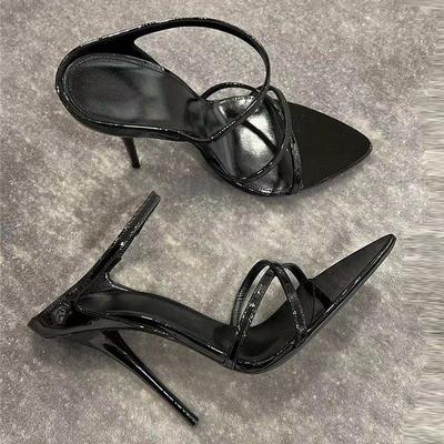 Модная женская обувь 2025 Лето Открытый носок Женские тапочки Модные для улицы Вечерние Сексуальные Сандалии с острым носком Большой размер Элегантные высокие каблуки