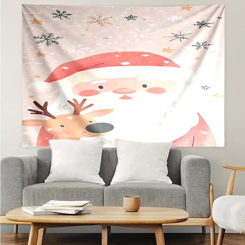 Christmas-Santa-Claus Print Tapestry, Backdrop, Easy Setup, Ideal for Bedroom, Office & Living Room, with Aesthetic Wall Hanging Decor.