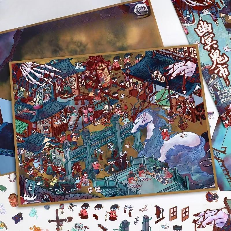 Gothic 3D Diorama Stickers Miniature Haunted House Scene Decals for Journaling Aesthetic Horror Supplies Scrapbook Stickers