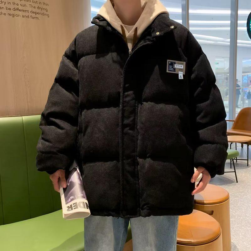 Унисекс вельветовая куртка с воротником-стойкой из плотного хлопка - модное зимнее пальто для пар