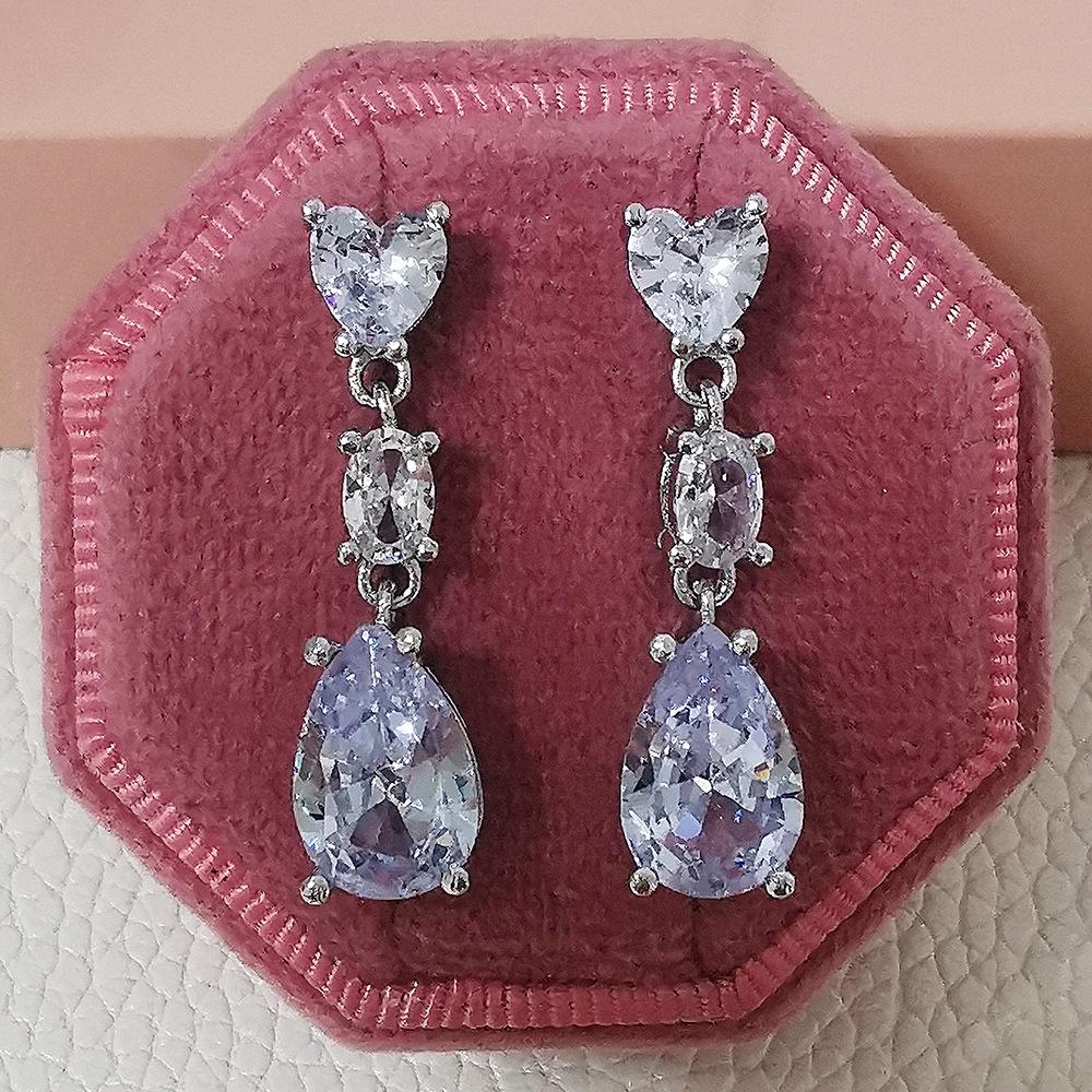 Exquisite Pink Zircon Waterdrop Earrings for Women - Early Spring Collection