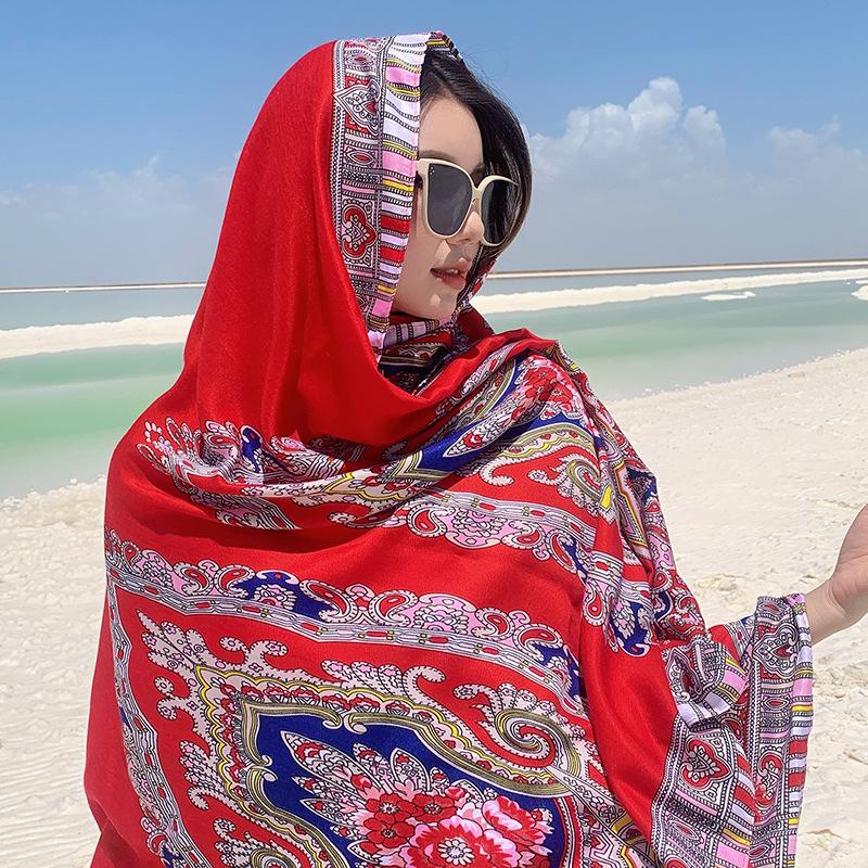Thickened Women'S Travel Photography Shawl, Women'S Ethnic Style Scarf, Dual-Use Air-Conditioned Room Cloak