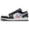 Air Jordan 1 Низкие Винтажные Баскетбольные Кроссовки с Устойчивой к Скольжению и Износу Подошвой GS Черно-Белые 553560-040(Команда56-)