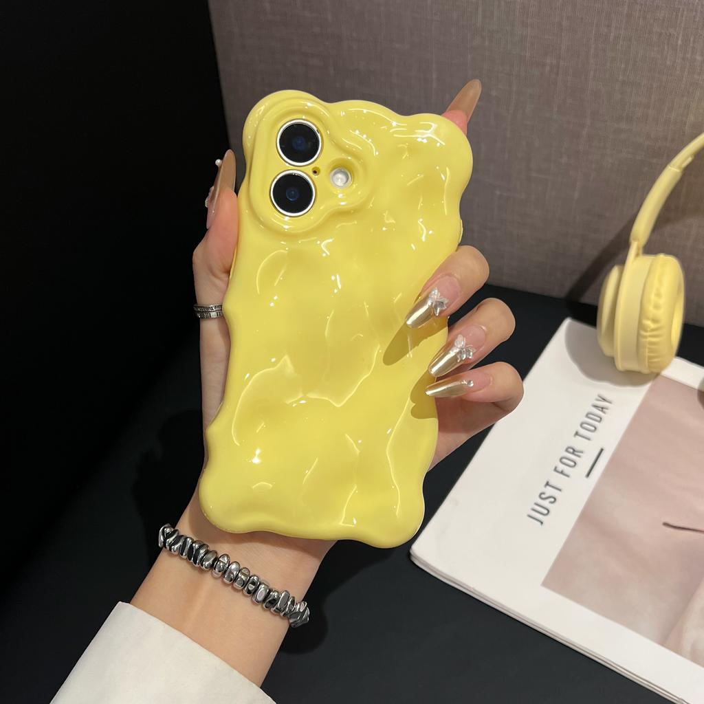 3D чехол для телефона с рисунком «Дофаминовая пузырьковая волна» для iPhone 16 15 Plus 14 13 12 Pro Max 11, милый, однотонный, мягкий, из ТПУ, противоударный, задняя крышка