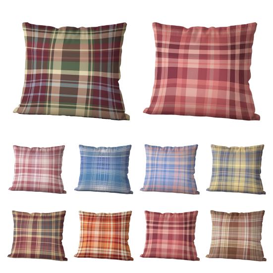 Throw Pillow Cover Colorful Plaid Pattern Pillow Cover 18x18 Inch