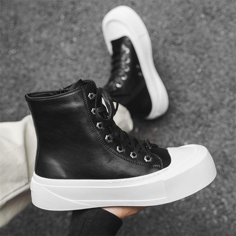 2024 новые весенние и осенние мужские туфли с высоким берцем, модные туфли знаменитостей из Интернета, универсальные дышащие повседневные туфли 66656-W