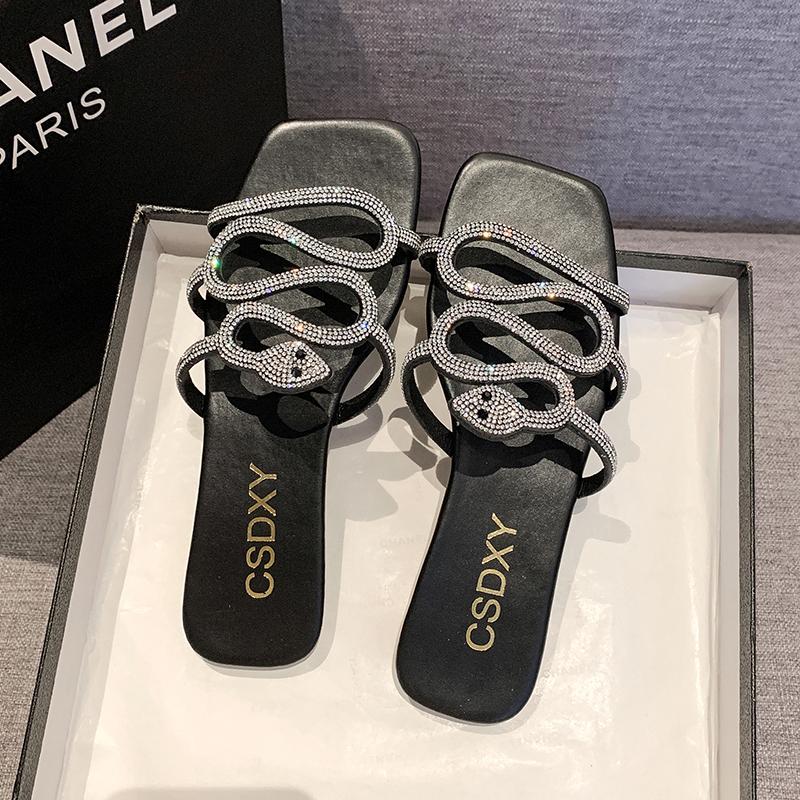 Женские тапочки Crystal Rome, модные летние шикарные туфли на плоской подошве, удобные сандалии для женщин, повседневные шлепанцы для вечеринок и отдыха на открытом воздухе