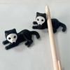 2 Pcs Cat Pen Holder Spooky 3D Printed Skull Cat Pen Stand Cute Sleeping Cat Desktop Pencil Holder for Home Office Desk Ornaments