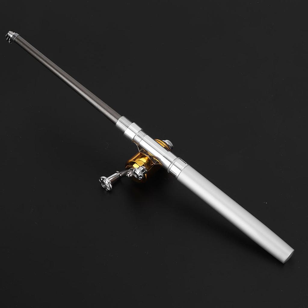 Мини Портативное Телескопическое Удилище Карманного Формата и Рыболовная Катушка(Серебряный)