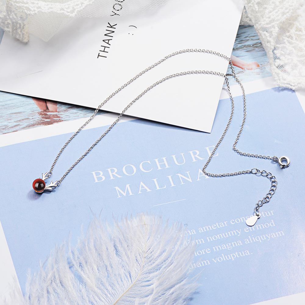 Темперамент Мода Олень Have You Красный Рог Ожерелье Женский Простой Маленький Свежий Девушка Сердце Ключица Цепочка Ожерелье Предмет Для Подарка Подруге