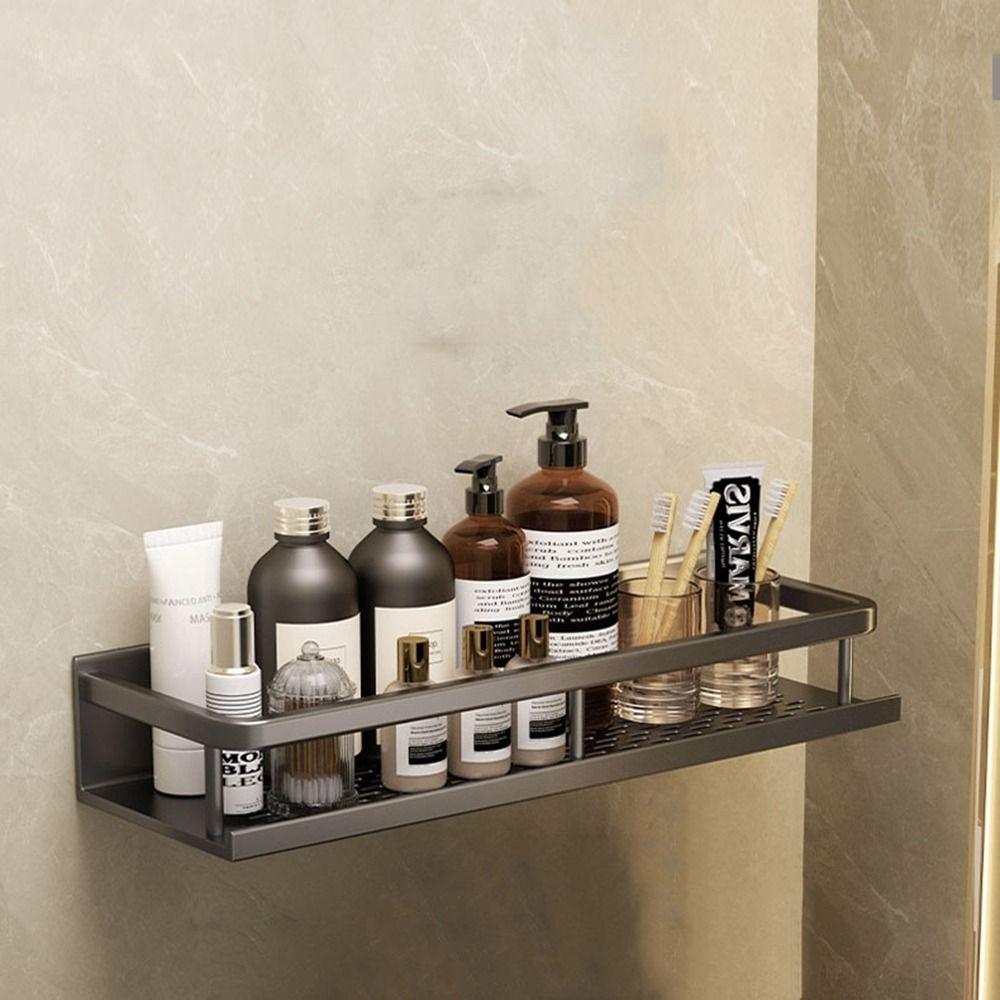 Black Bathroom Shelves Space Aluminum Toilet Rack Practical Makeup Organizer for Kitchen