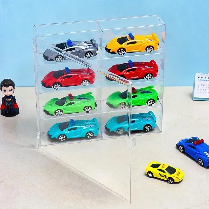 Акриловая витрина для автомобилей 1:64 Для модели автомобиля Hot Wheels Игрушка 8-ячеечная стойка-шкаф Пыленепроницаемые штабелируемые коробки для хранения автомобилей Прозрачные