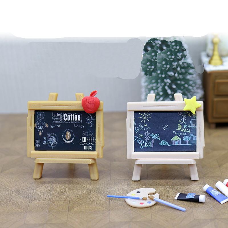 1 Set  Dollhouse Miniature Coffee House Signboard Painting Board Palette Model Doll Kitchen Home Decoration Toys