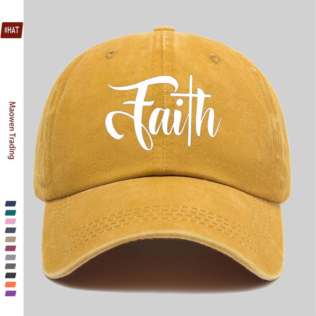 Кепка Бейсболка с принтом 'Faith Letter' Модная Трендовая Солнцезащитная Кепка Удобная Легкая Кепка Тракер Регулируемая Лямка Моющаяся