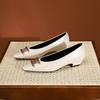 807-6 French Pointed Middle Heel Shoes Muse Temperament X Letter Buckle Thick Heel Shoes Black Work Shoes