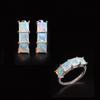 Gorgeous and Colorful October Birthstone Natural Opal Ring Earrings Jewelry Set 925 Silver Fine Jewelry for Ladies Banquet Wear