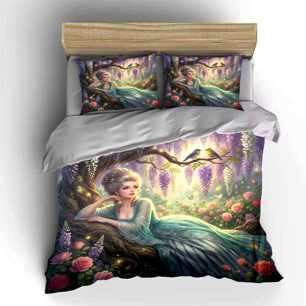 Whimsical garden's serene dream. Bedding sets Duvet covers Pillowcases(1* Duvet Cover 2* Pillowcases without duvet insert)